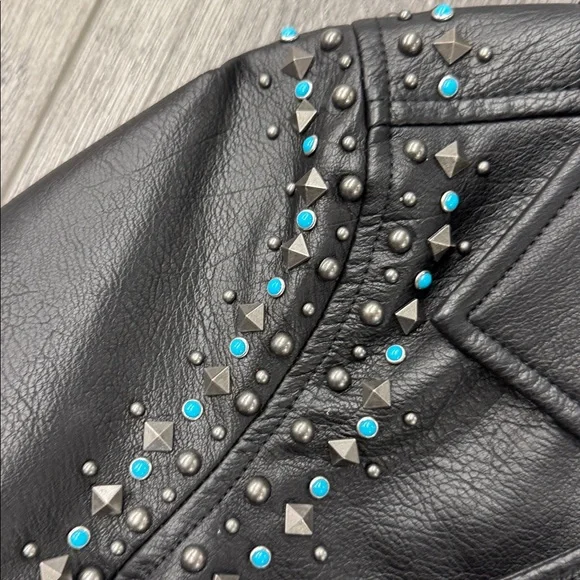 Blank NYC Black Vegan Leather Jacket with Studded Details - Picture 3 of 5